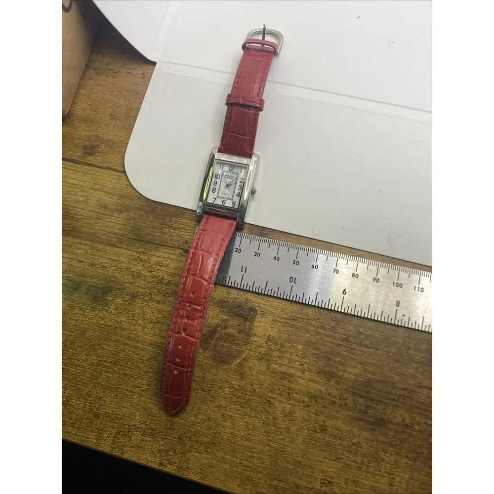 Embassy By Gruen Womens Red Band Tank Watch New Battery